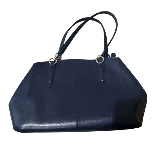 COACH Christie Carryall Satchel Crossgrain Leather Deep Navy Blue F36637 - Picture 3 of 14